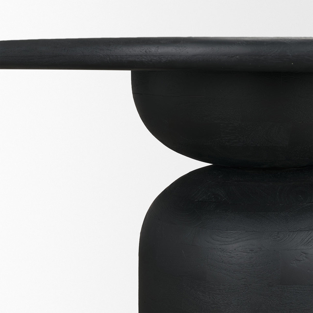 Atlas Black Wood Stacked Pedestal Base Round Dining Table by Mercana at Eve Furniture