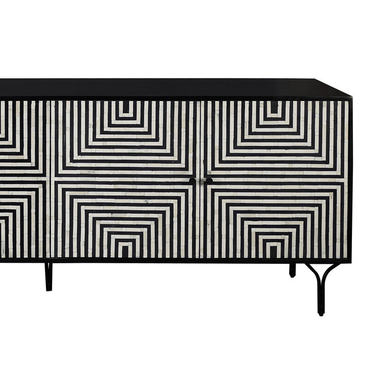 Atlas Black/Cream Four-Door Sideboard by Crestview at Eve Furniture