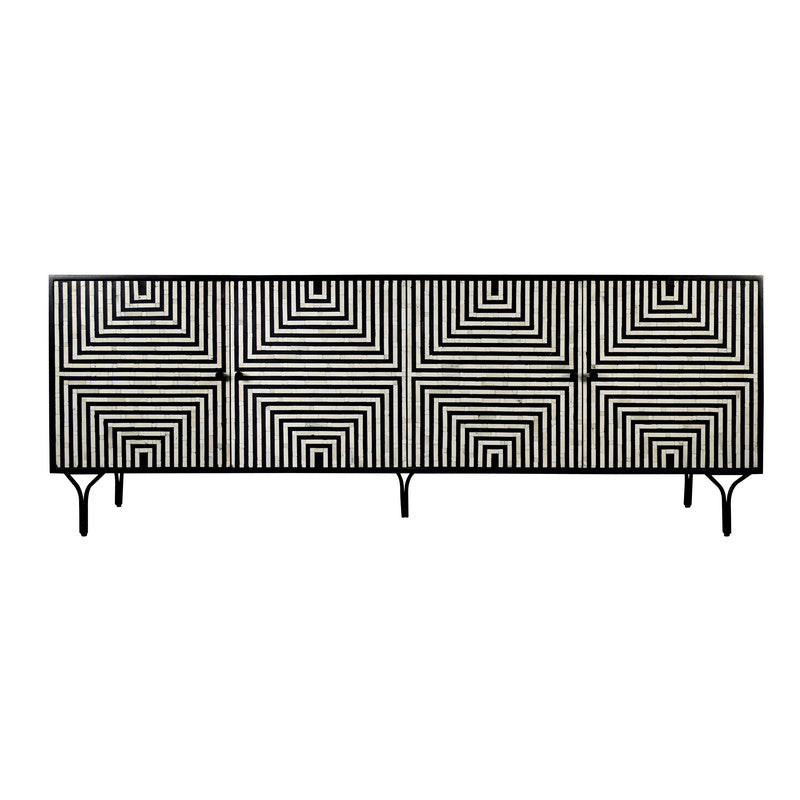 Atlas Black/Cream Four-Door Sideboard by Crestview at Eve Furniture