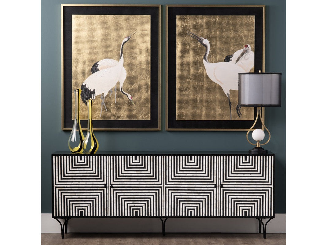 Atlas Black/Cream Four-Door Sideboard by Crestview at Eve Furniture