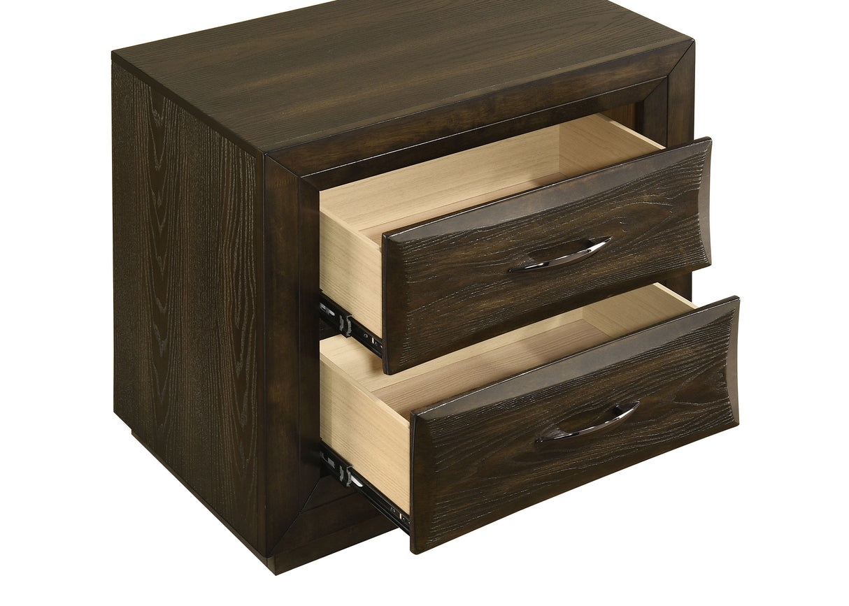 Atlas Dark Oak 2-drawer Bedroom Nightstand Bedside Table by Coaster at Eve Furniture