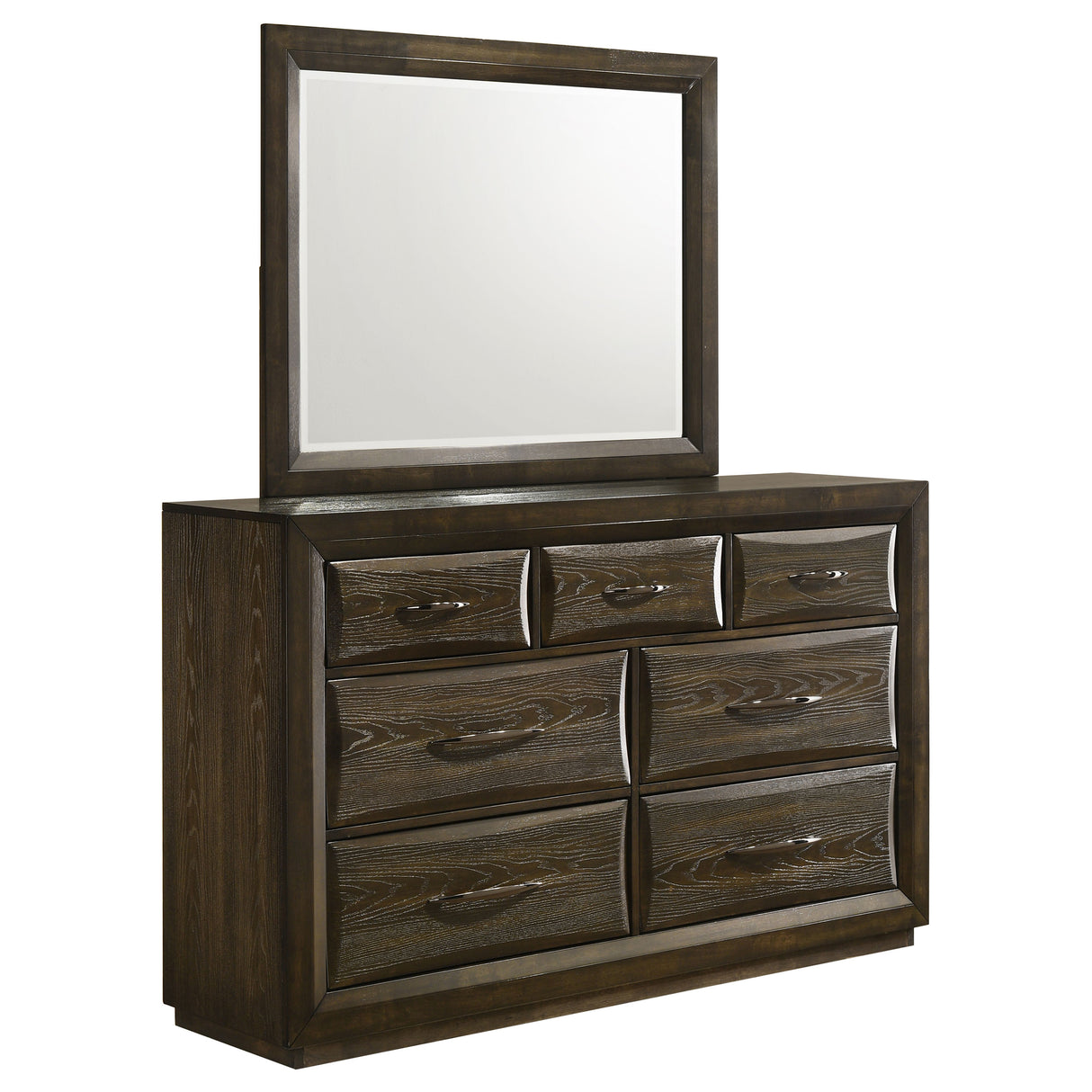 Atlas Dark Oak 7-drawer Bedroom Dresser and Mirror Set by Coaster at Eve Furniture