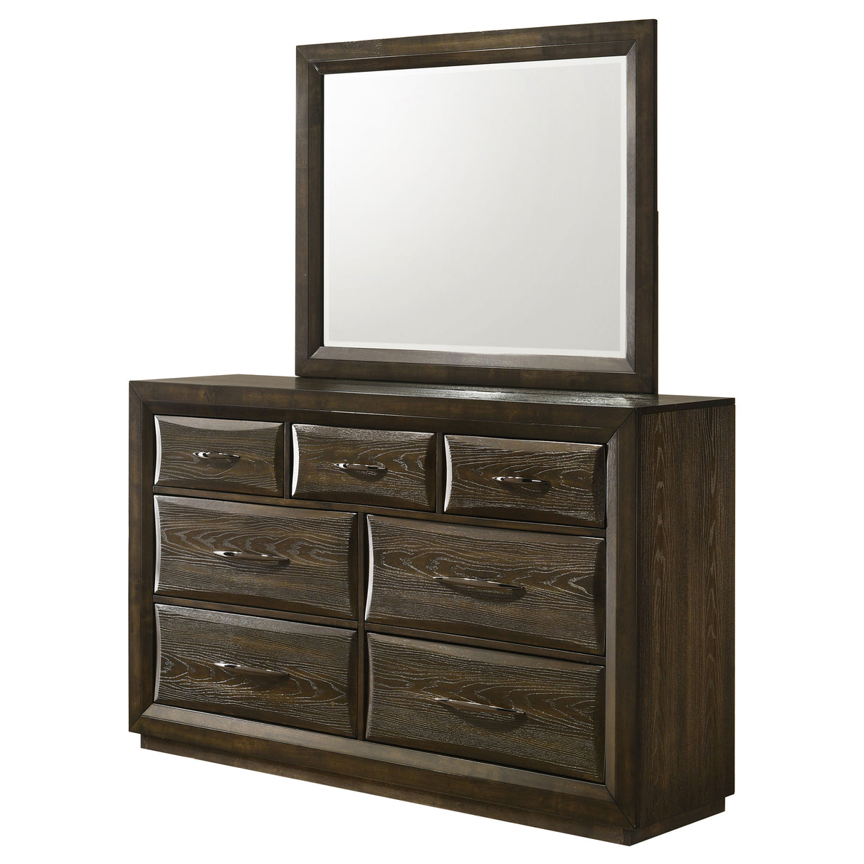 Atlas Dark Oak 7-drawer Bedroom Dresser and Mirror Set by Coaster at Eve Furniture