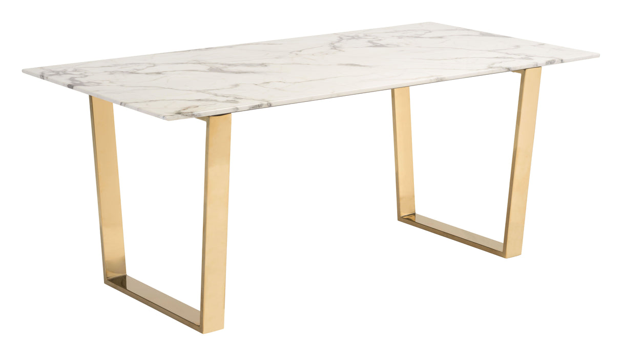 Atlas Dining Table White & Gold by Zuomod at Eve Furniture