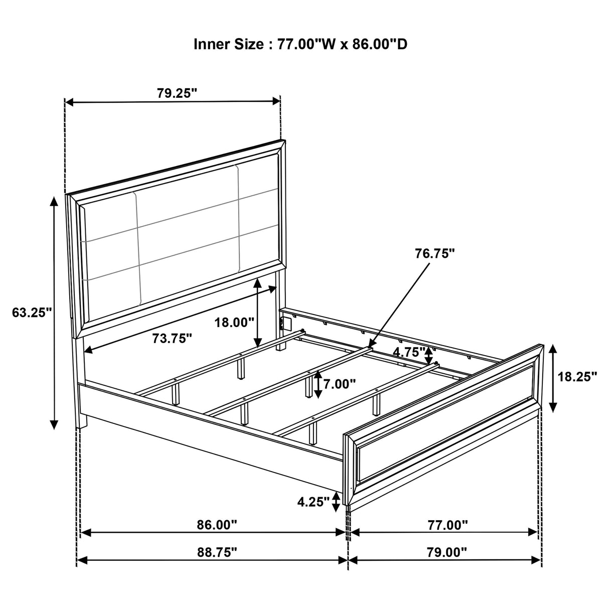 Atlas Grey/Dark Oak 63-inch Eastern King Upholstered Panel Bed by Coaster at Eve Furniture