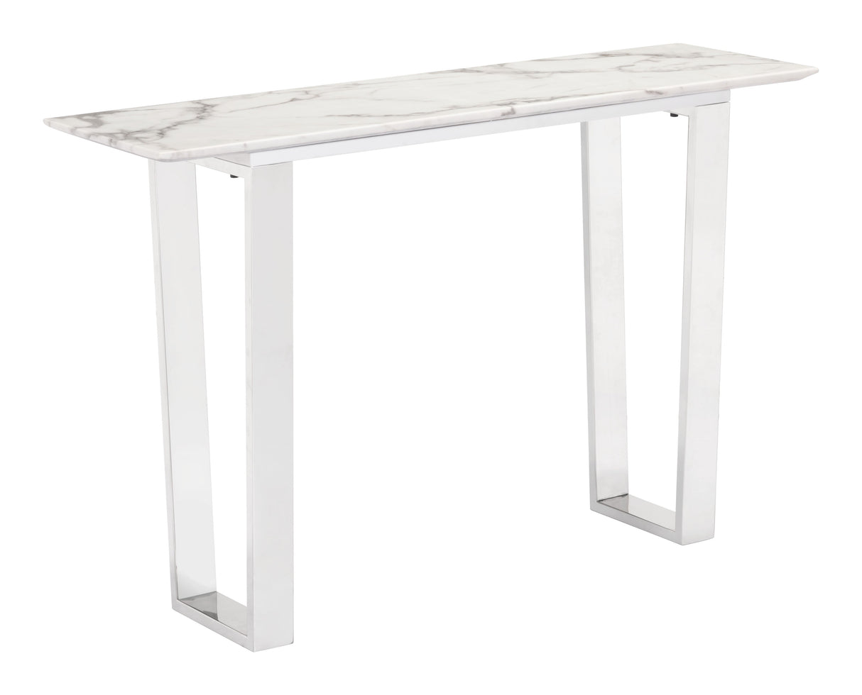 Atlas White & Silver Console Table by Zuomod at Eve Furniture