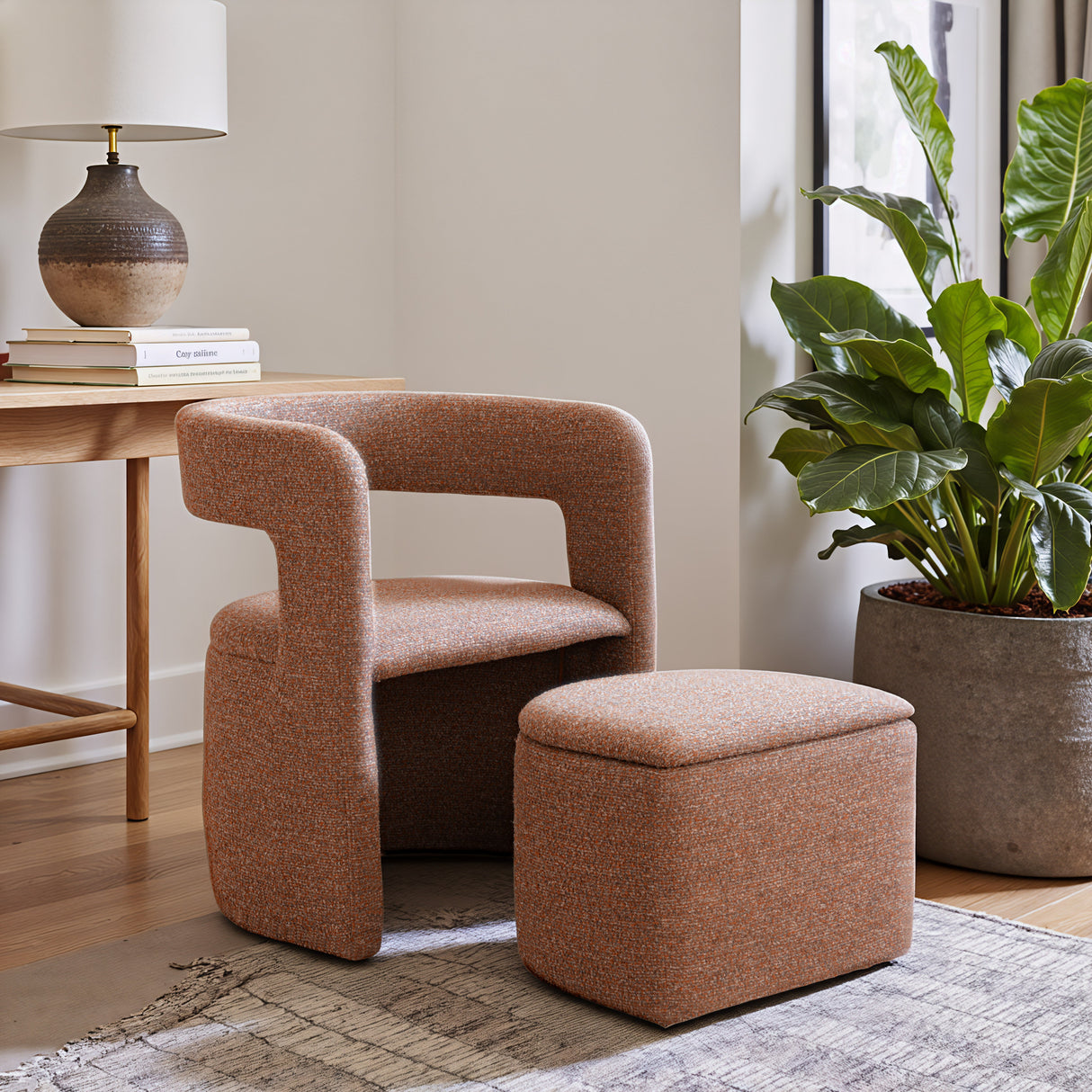 Atria Tawny Brown Accent Chair & Ottoman by Zuomod at Eve Furniture