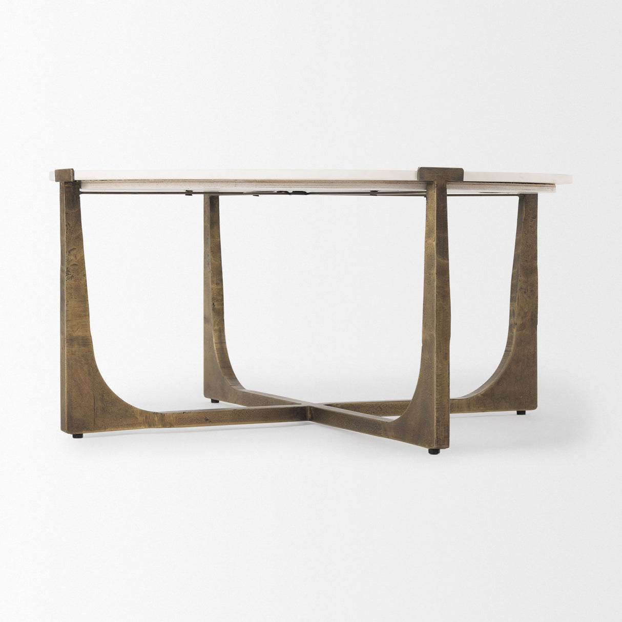 Atticus Marble and Antiqued Gold Metal Coffee Table by Mercana at Eve Furniture