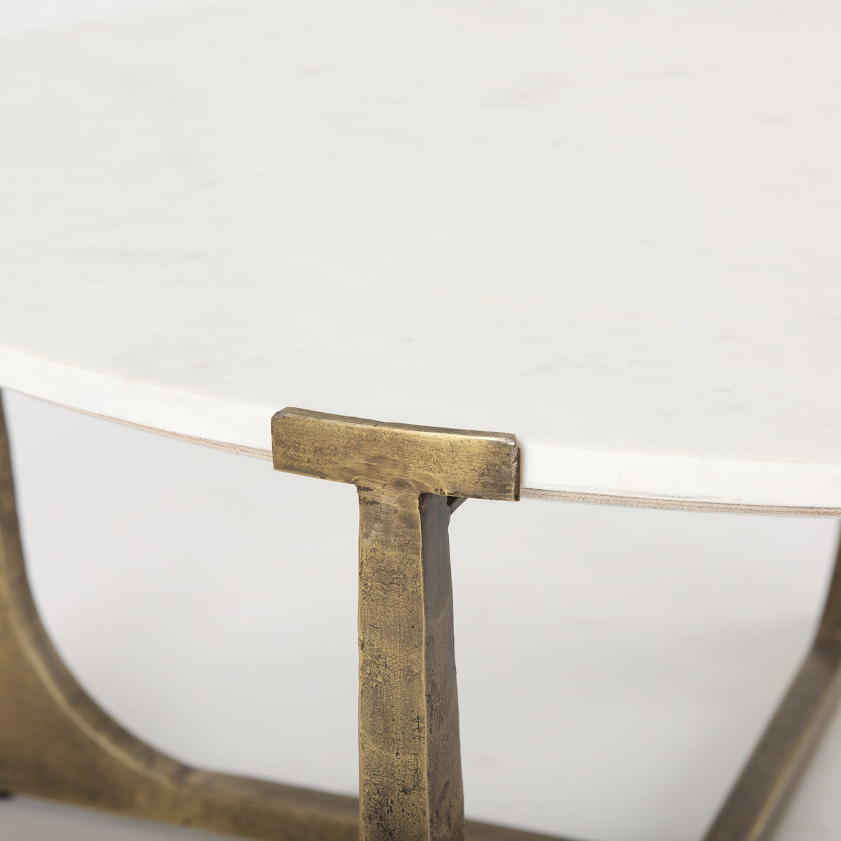 Atticus Marble and Antiqued Gold Metal Coffee Table by Mercana at Eve Furniture