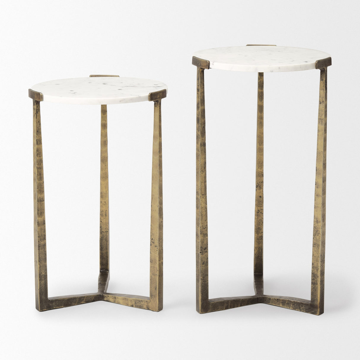 Atticus Marble and Antiqued Gold Metal Nesting Accent Tables (Set of 2) by Mercana at Eve Furniture