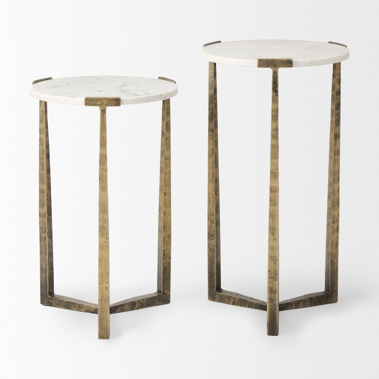 Atticus Marble and Antiqued Gold Metal Nesting Accent Tables (Set of 2) by Mercana at Eve Furniture