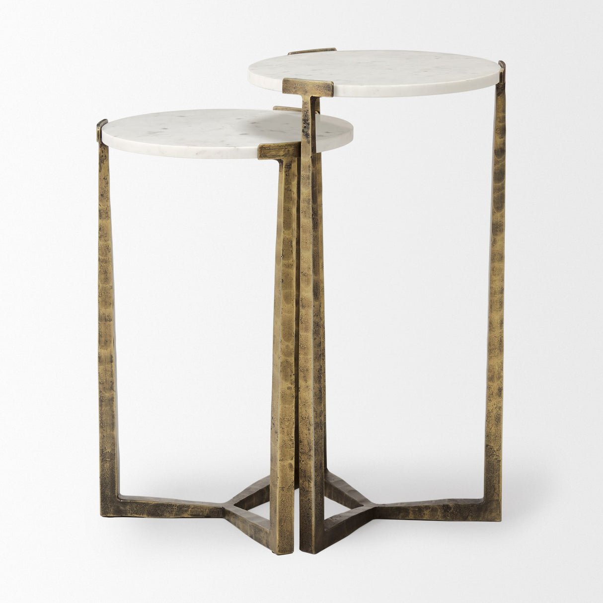 Atticus Marble and Antiqued Gold Metal Nesting Accent Tables (Set of 2) by Mercana at Eve Furniture