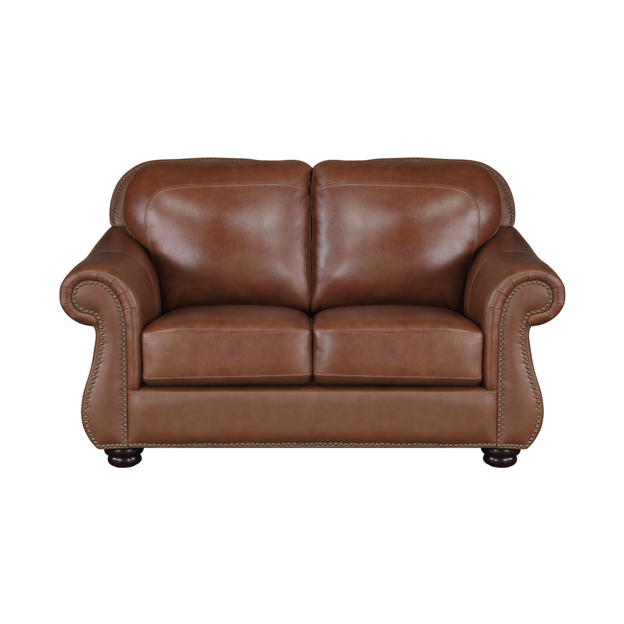 Attleboro Brown Leather Loveseat by Homelegance at Eve Furniture