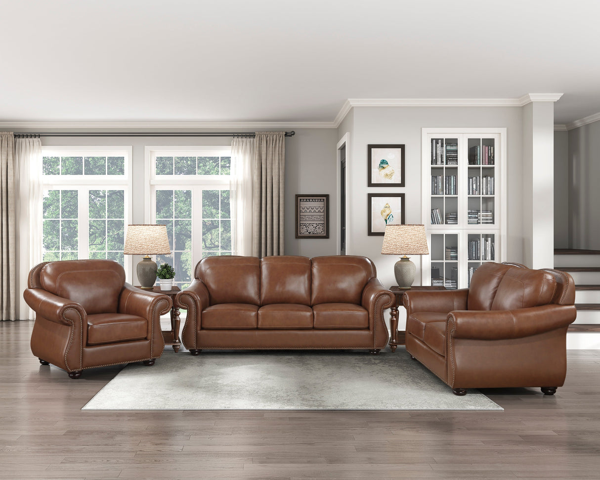 Attleboro Brown Leather Sofa by Homelegance at Eve Furniture