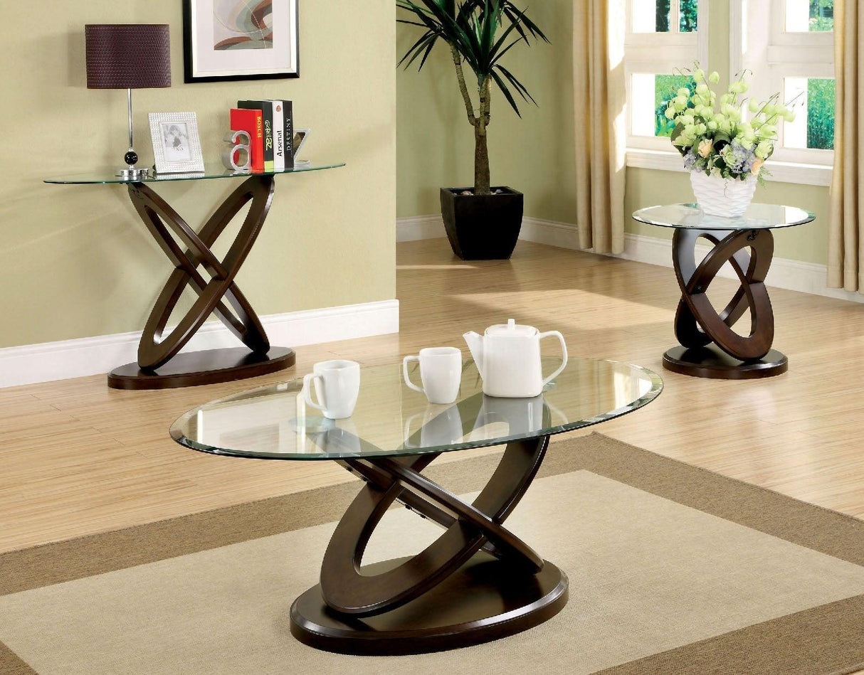 Atwood Dark Walnut Oval Coffee Table by Furniture of America at Eve Furniture