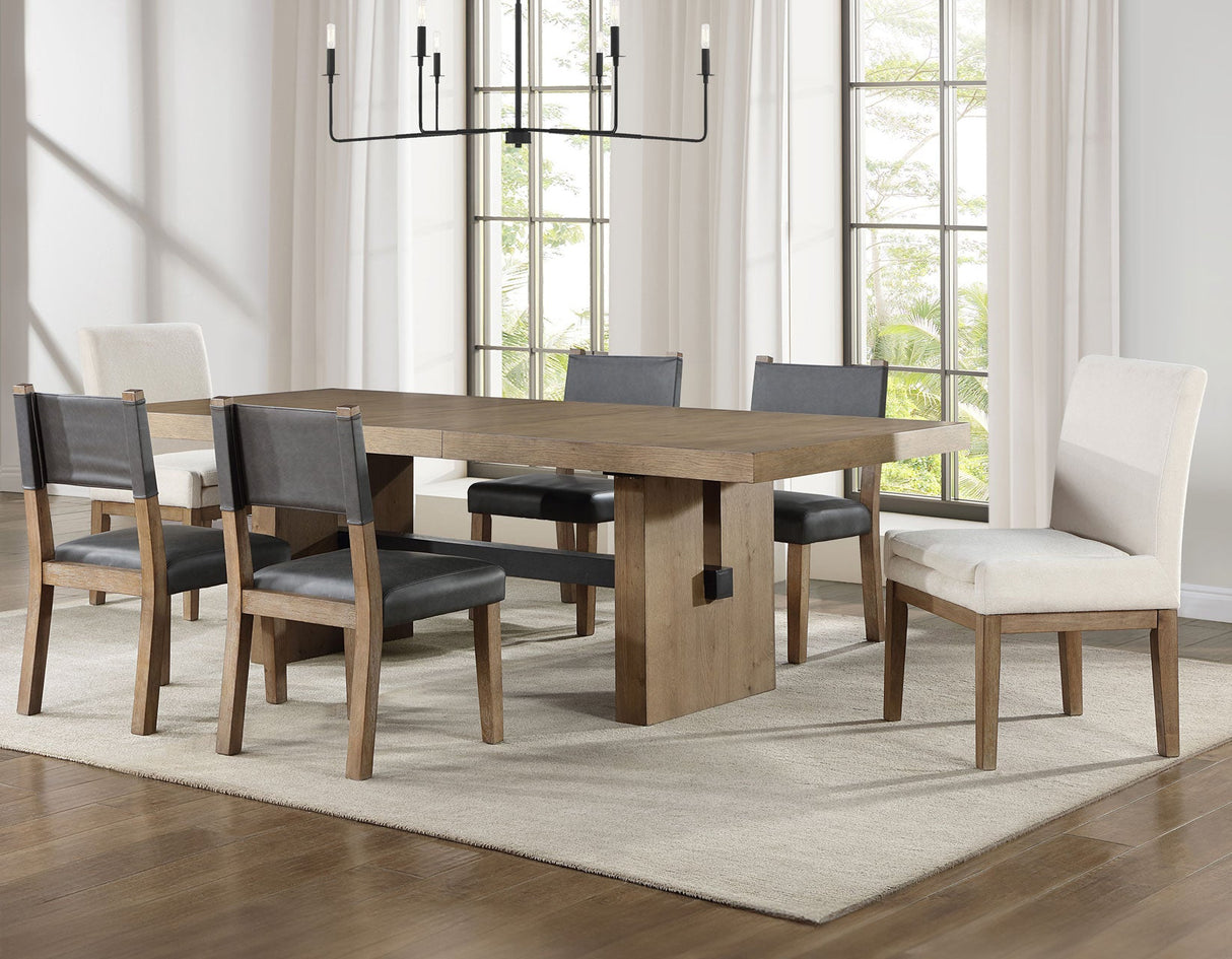 Aubrey Waxed Driftwood 7-Piece 78-96″ Dining Set by Steve Silver at Eve Furniture