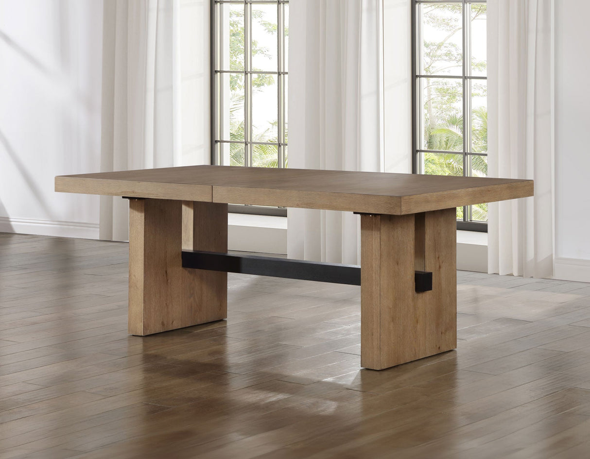 Aubrey Waxed Driftwood 7-Piece 78-96″ Dining Set by Steve Silver at Eve Furniture