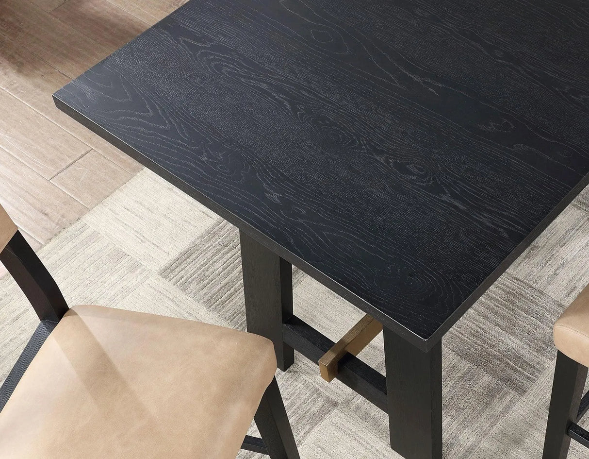 Aubrey 24″ Black Counter Chair with Camel Vegan Leather by Steve Silver at Eve Furniture