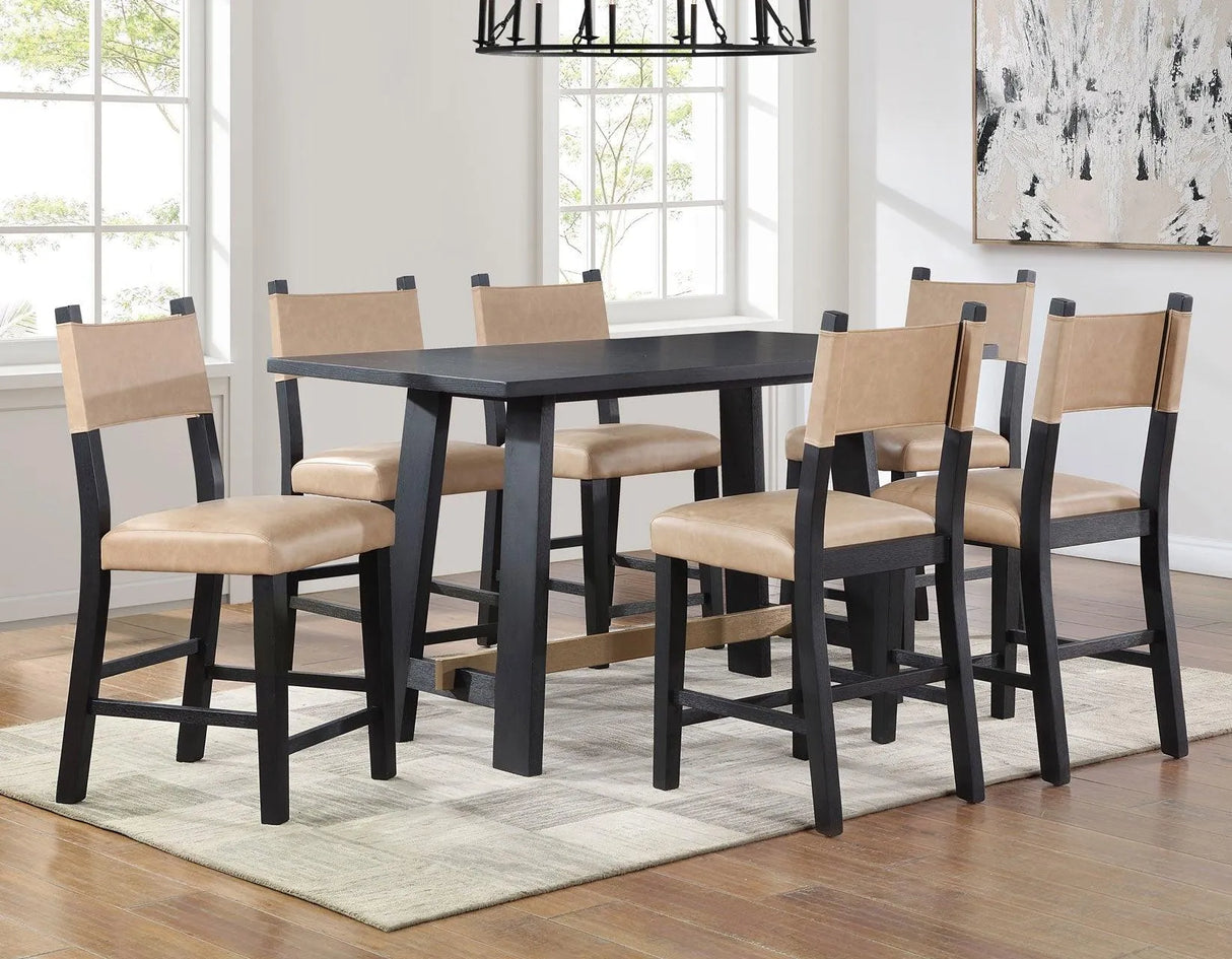 Aubrey 24″ Black Counter Chair with Camel Vegan Leather by Steve Silver at Eve Furniture