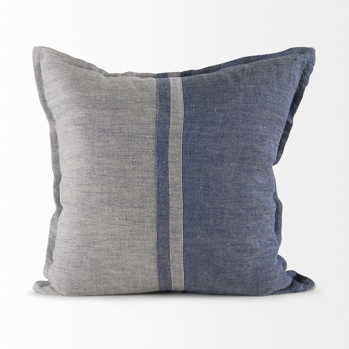 Aubrielle Gray and Blue Fabric Color Blocked Decorative Pillow Cover by Mercana at Eve Furniture
