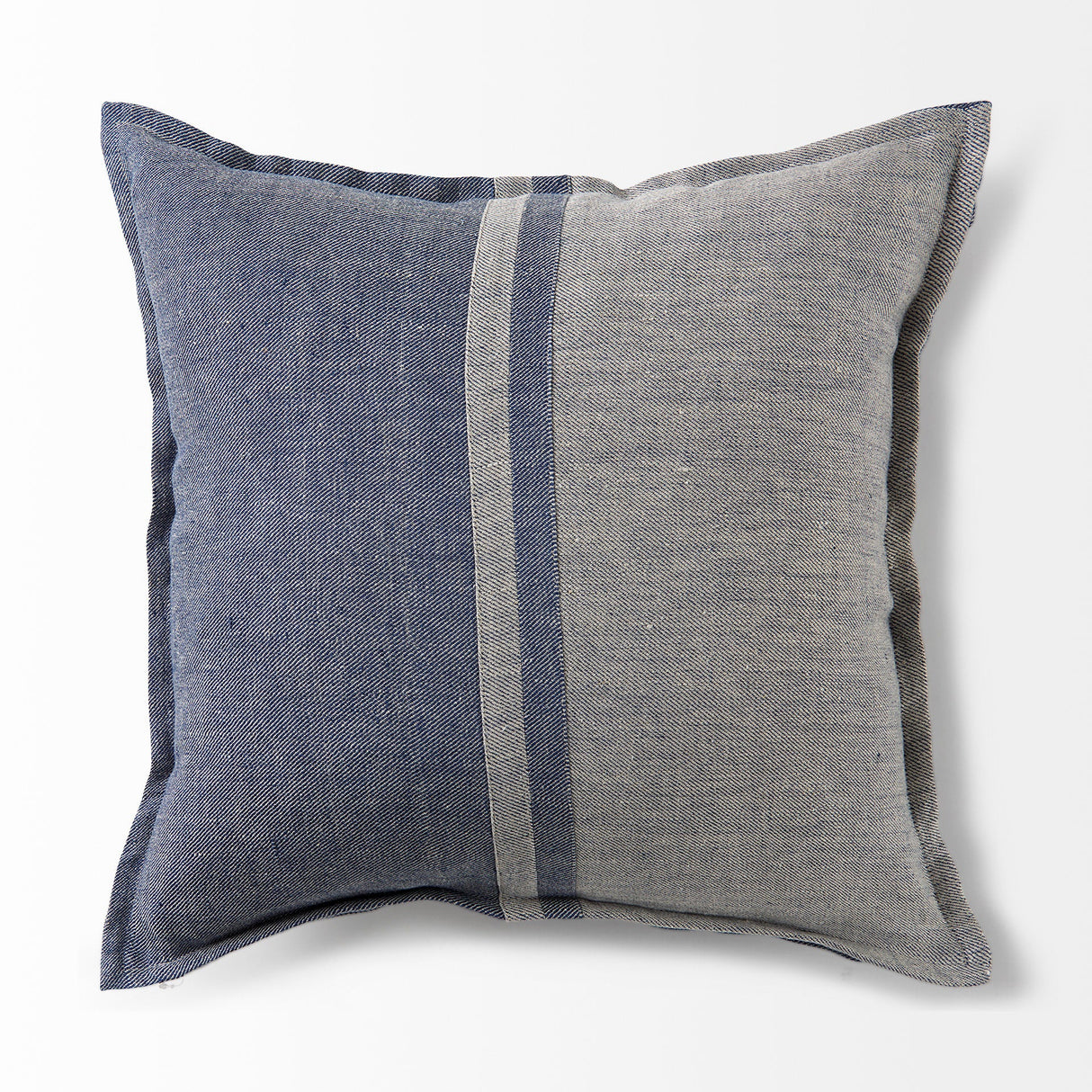 Aubrielle Gray and Blue Fabric Color Blocked Decorative Pillow Cover by Mercana at Eve Furniture