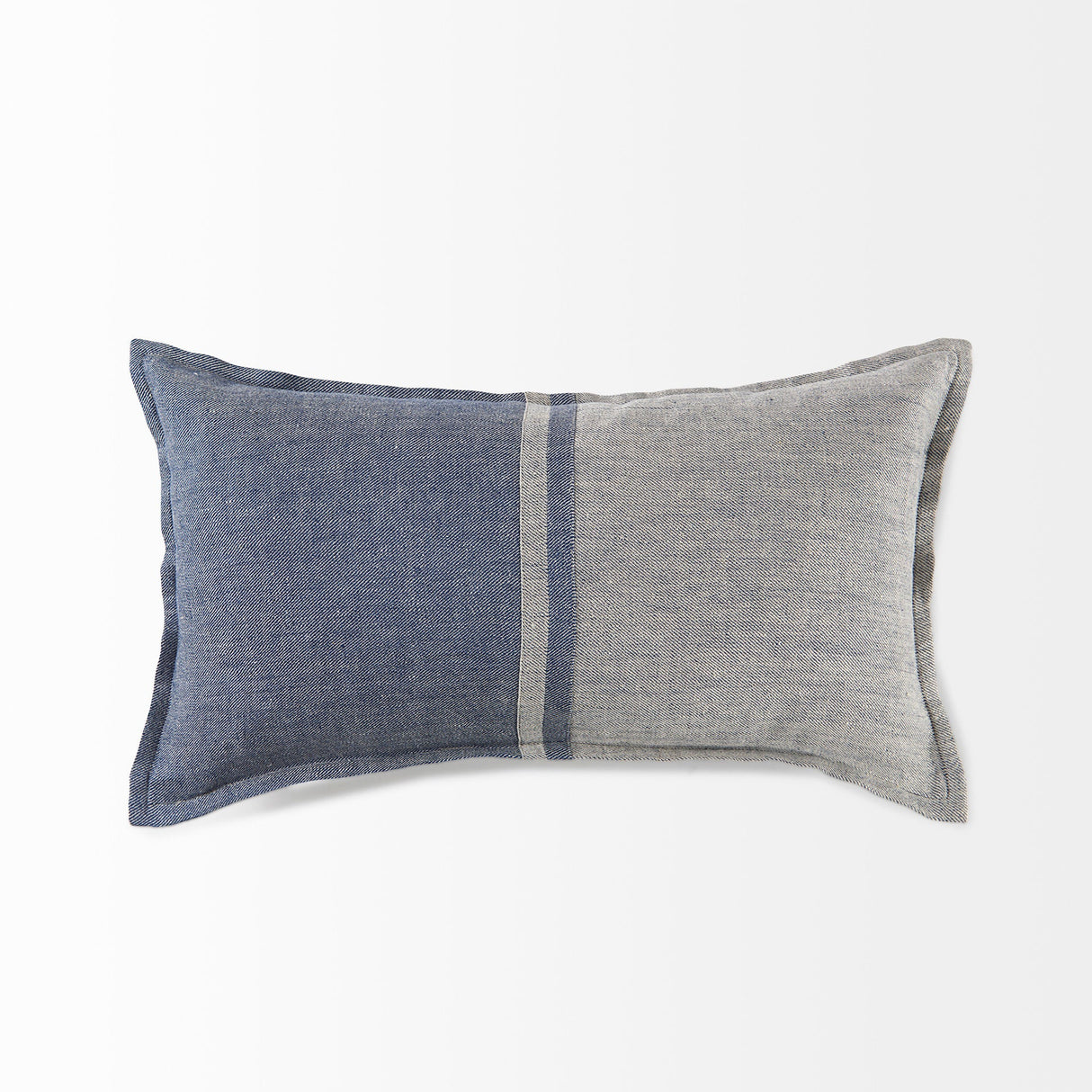 Aubrielle Gray and Blue Fabric Color Blocked Decorative Pillow Cover by Mercana at Eve Furniture