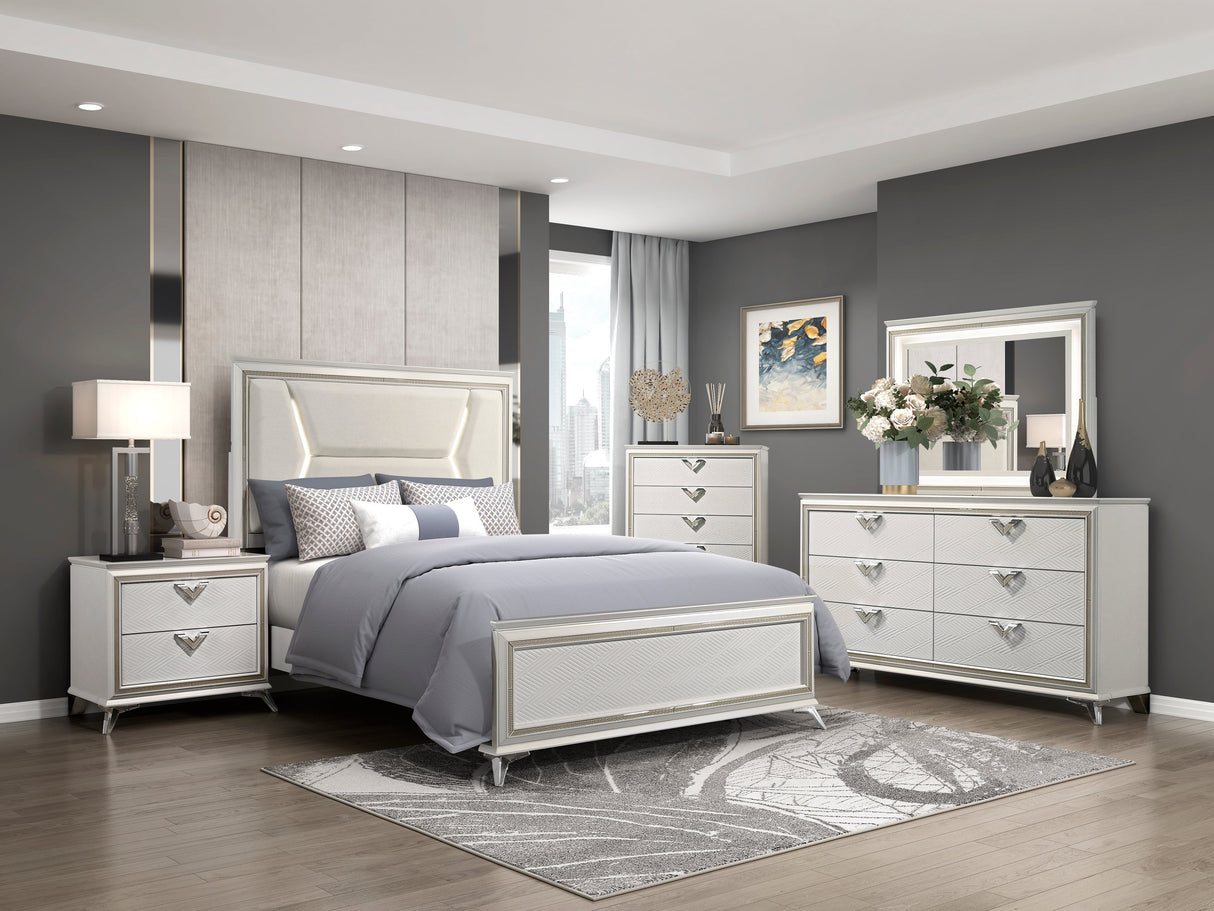 Audra White California King Panel Bed by Homelegance at Eve Furniture
