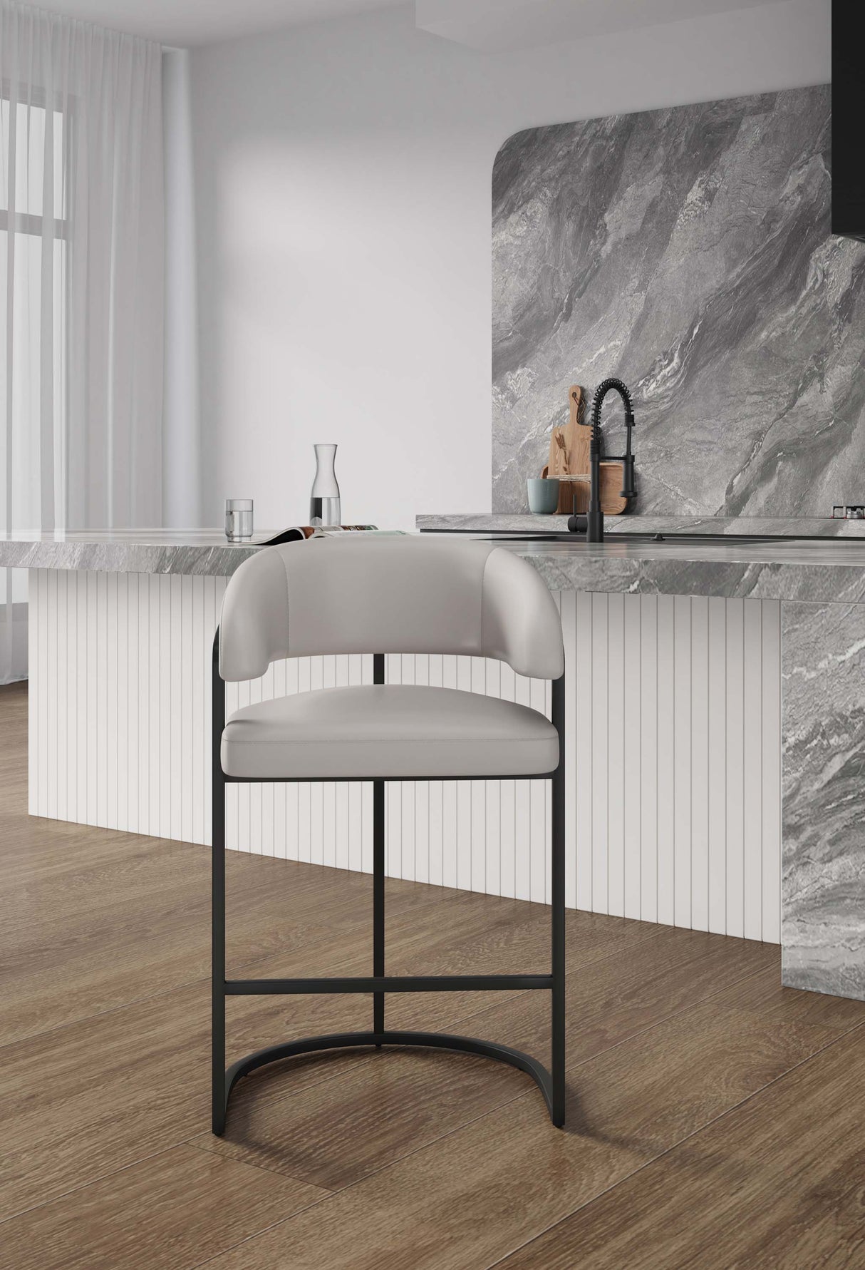 Augusta Counter Stool in Light Grey by Manhattan Comfort at Eve Furniture