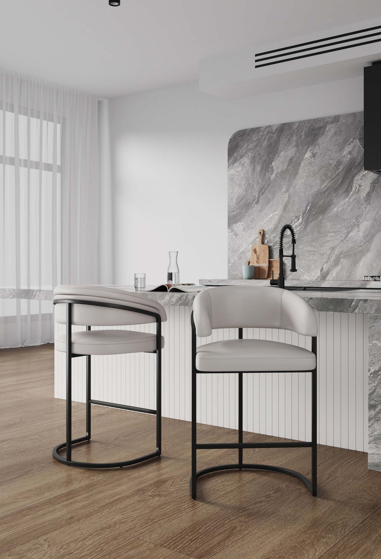 Augusta Counter Stool in Light Grey (set of 2) by Manhattan Comfort at Eve Furniture