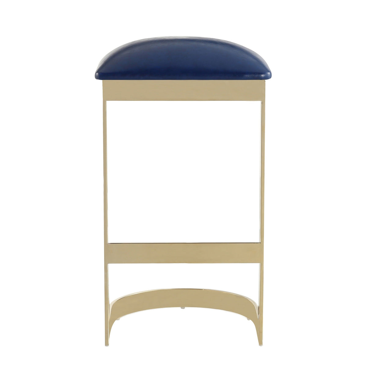 Aura Bar Stool in Blue and Polished Brass by Manhattan Comfort at Eve Furniture