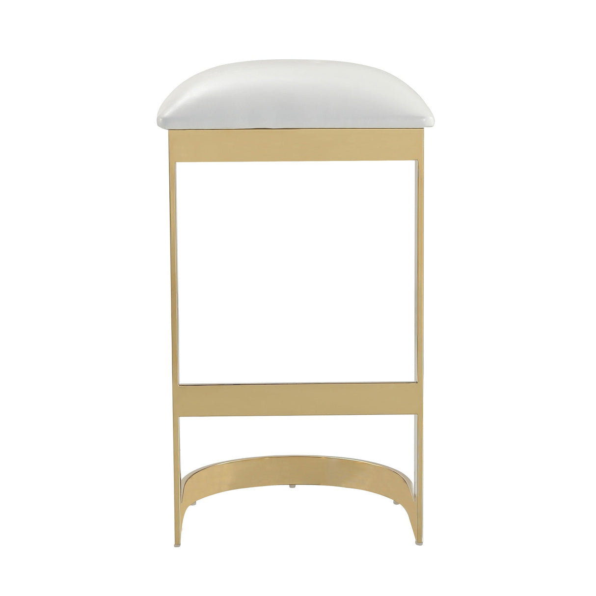 Aura Bar Stool in White and Polished Brass by Manhattan Comfort at Eve Furniture