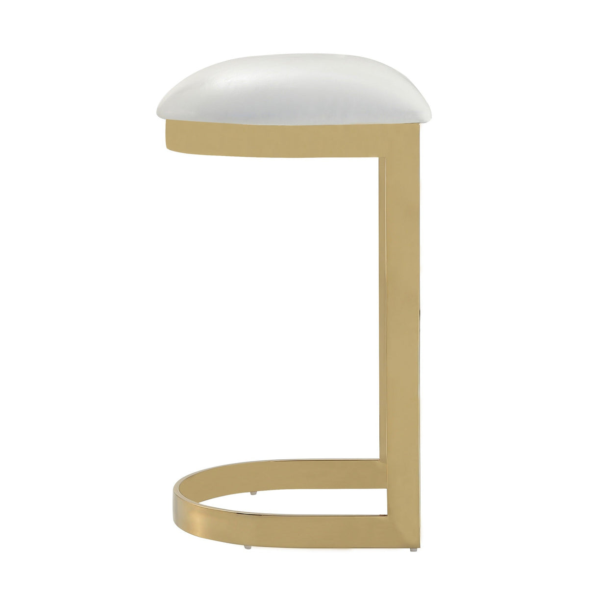 Aura Bar Stool in White and Polished Brass by Manhattan Comfort at Eve Furniture