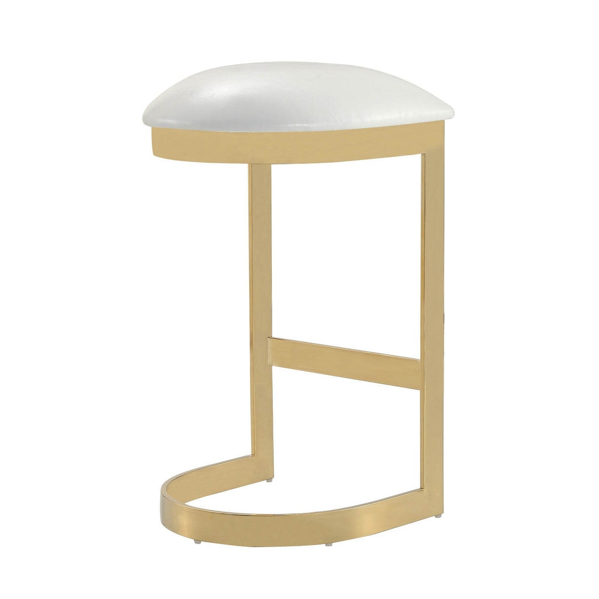 Aura Bar Stool in White and Polished Brass by Manhattan Comfort at Eve Furniture