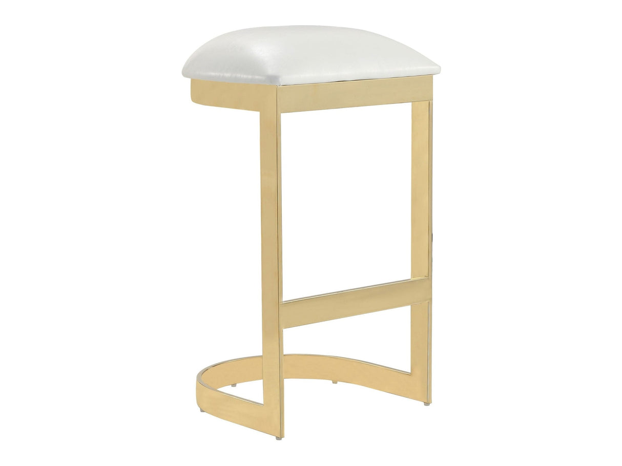 Aura Bar Stool in White and Polished Brass by Manhattan Comfort at Eve Furniture