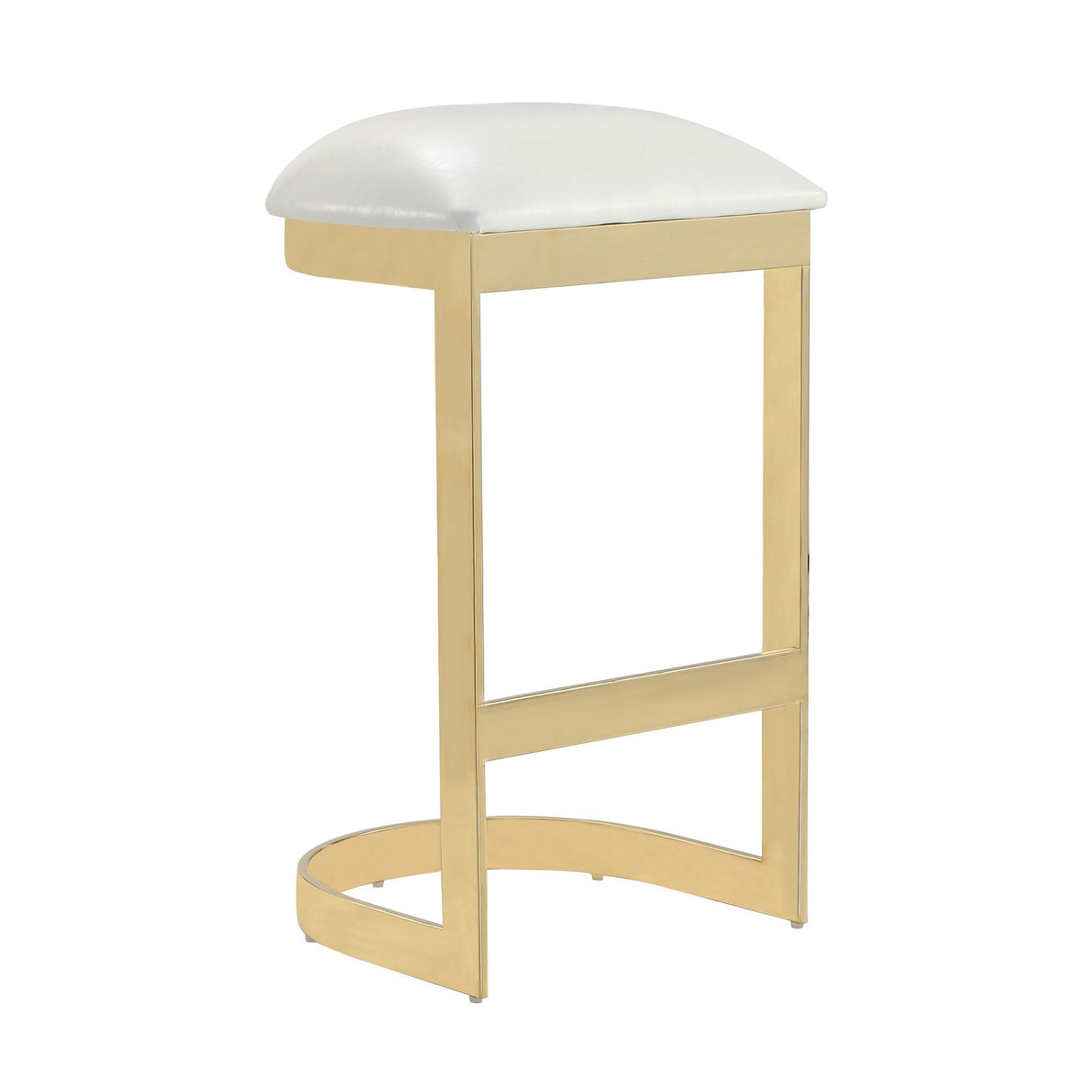 Aura Bar Stool in White and Polished Brass (set of 2) by Manhattan Comfort at Eve Furniture