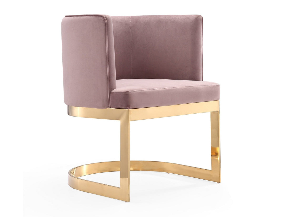 Aura Dining Chair in Blush and Polished Brass by Manhattan Comfort at Eve Furniture