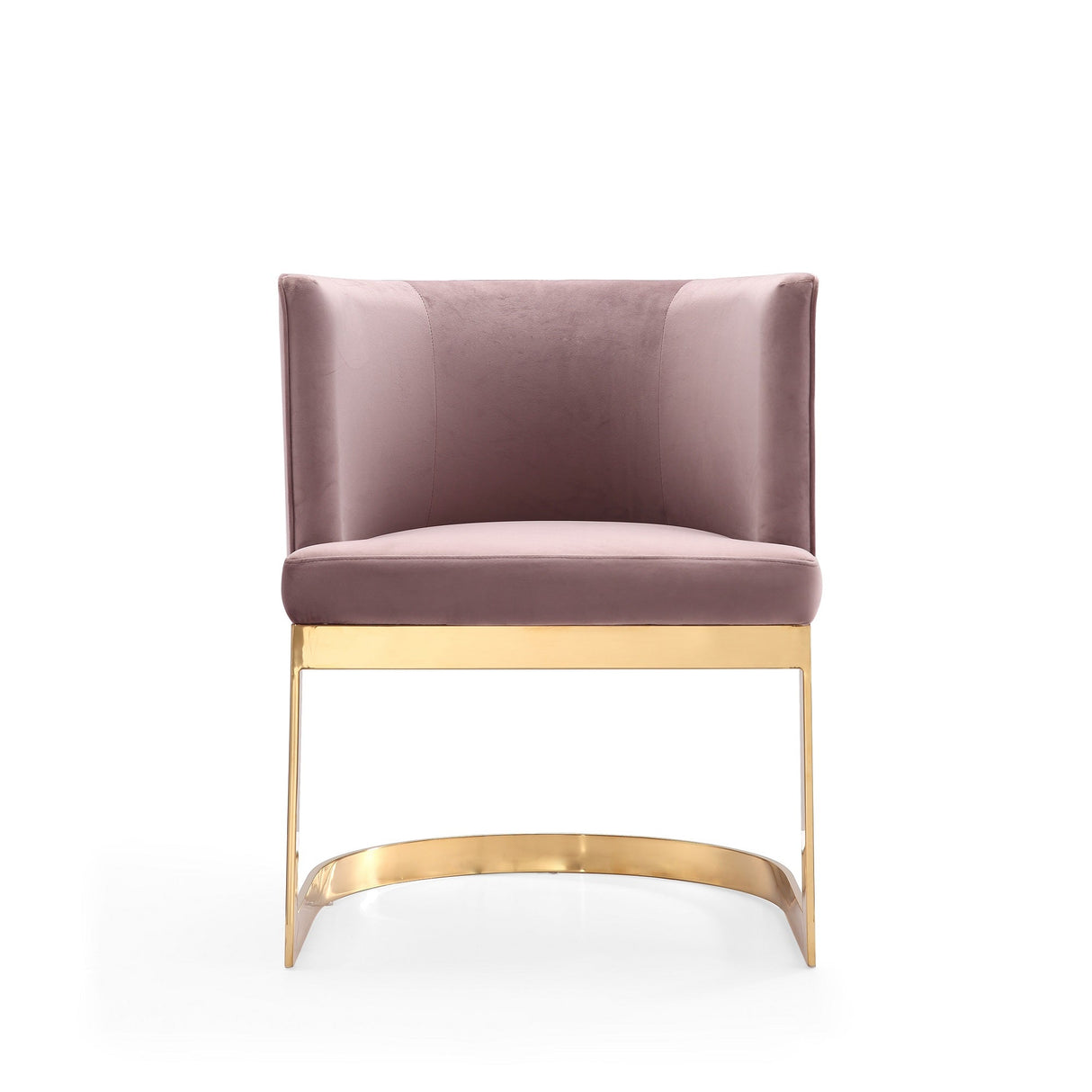 Aura Dining Chair in Blush and Polished Brass (set of 2) by Manhattan Comfort at Eve Furniture