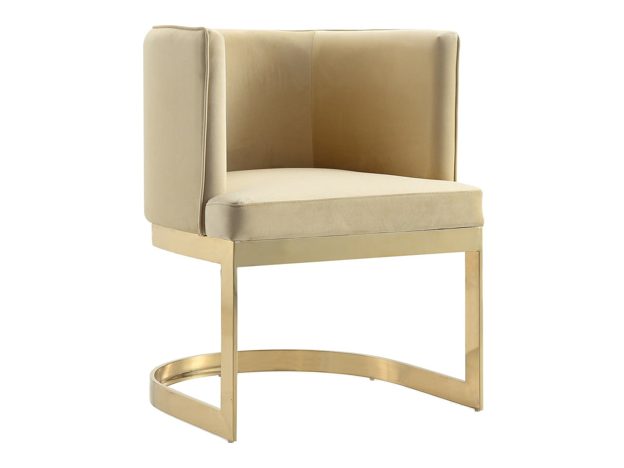 Aura Dining Chair in Sand and Polished Brass by Manhattan Comfort at Eve Furniture