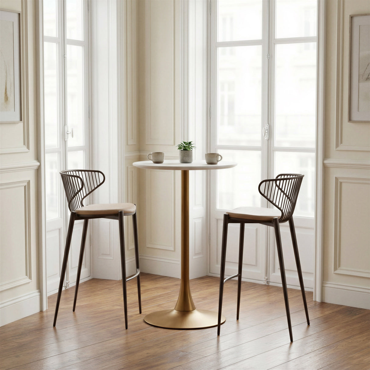 Auray White & Gold Bar Table by Zuomod at Eve Furniture