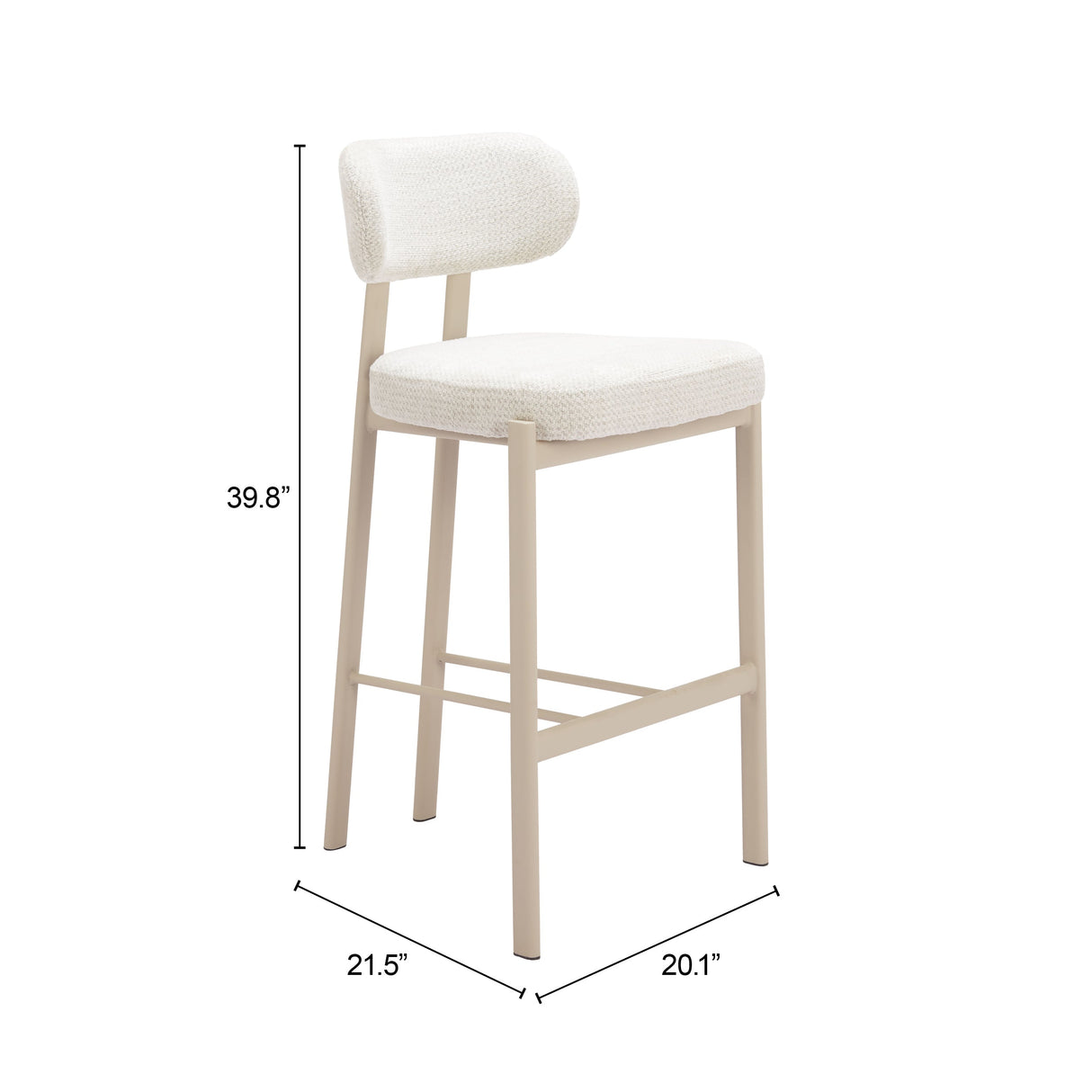 Aurea Light Gray Barstool (Set of 2) by Zuomod at Eve Furniture