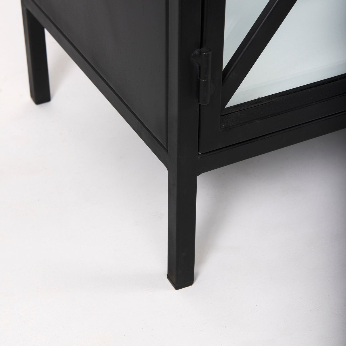 Aurelia Black and White Metal Four Door Glass Cabinet by Mercana at Eve Furniture