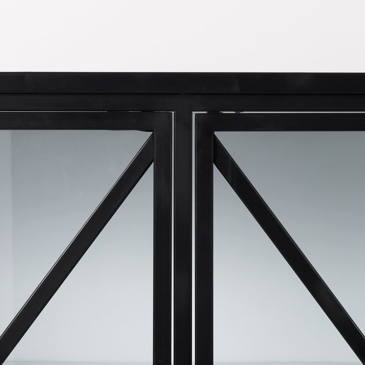 Aurelia Black and White Metal Four Door Glass Cabinet by Mercana at Eve Furniture