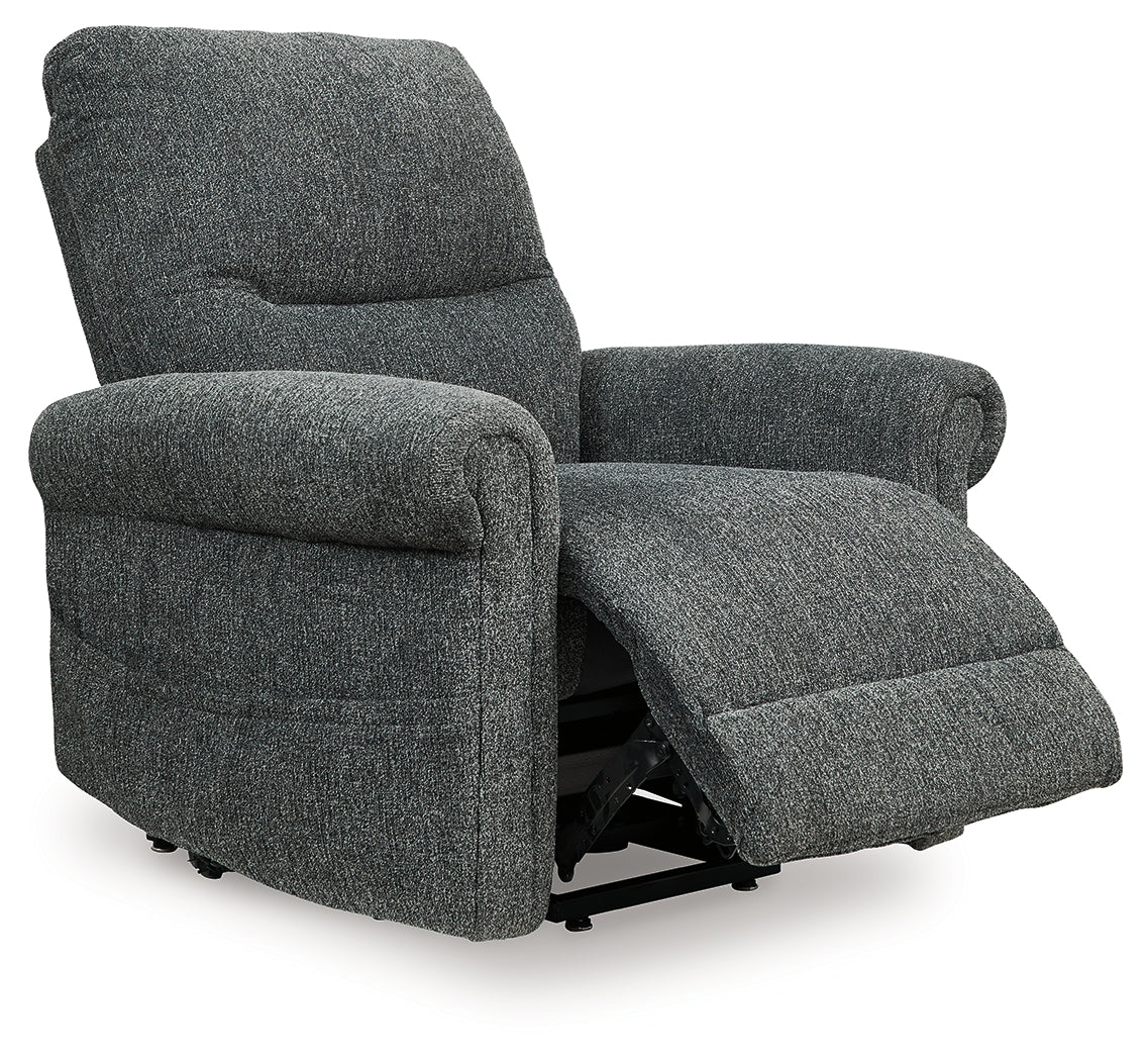 Aureta Charcoal Power Lift Recliner by Ashley at Eve Furniture