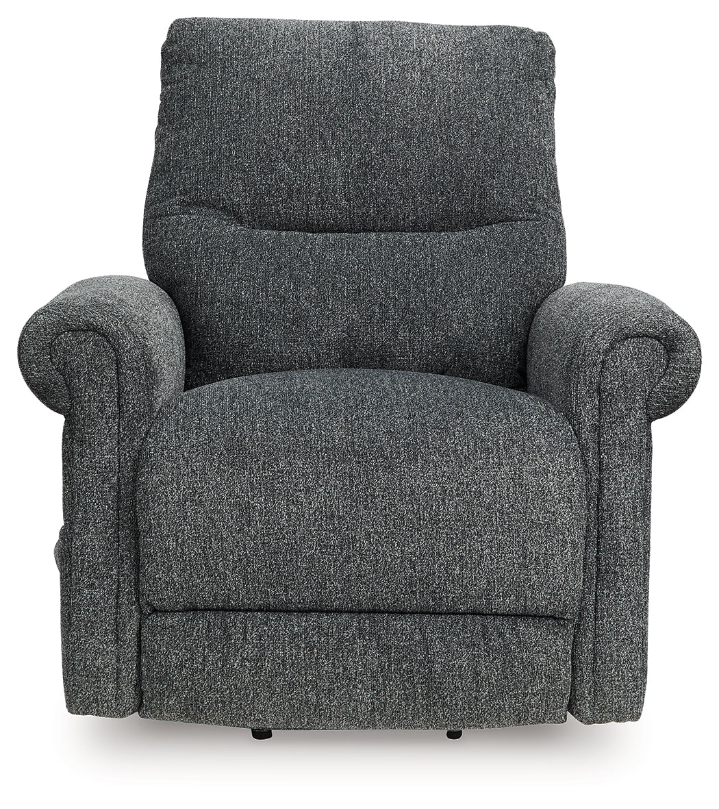Aureta Charcoal Power Lift Recliner by Ashley at Eve Furniture