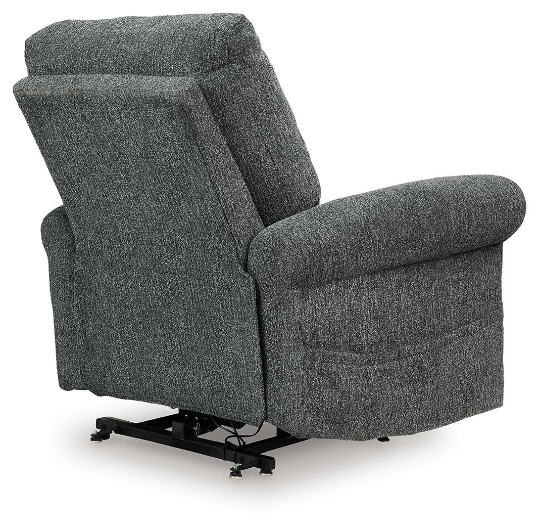 Aureta Charcoal Power Lift Recliner by Ashley at Eve Furniture