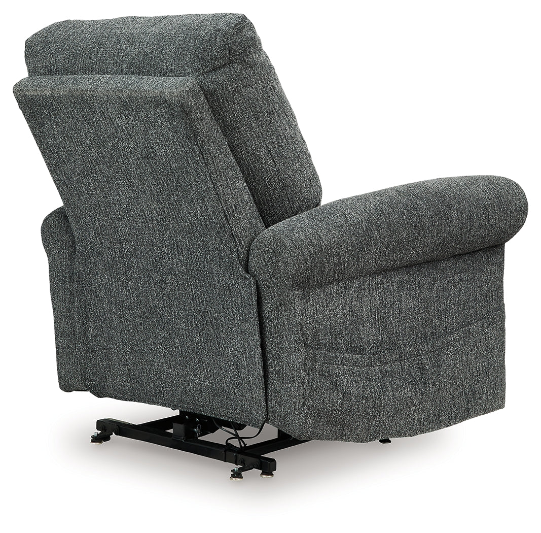 Aureta Charcoal Power Lift Recliner by Ashley at Eve Furniture