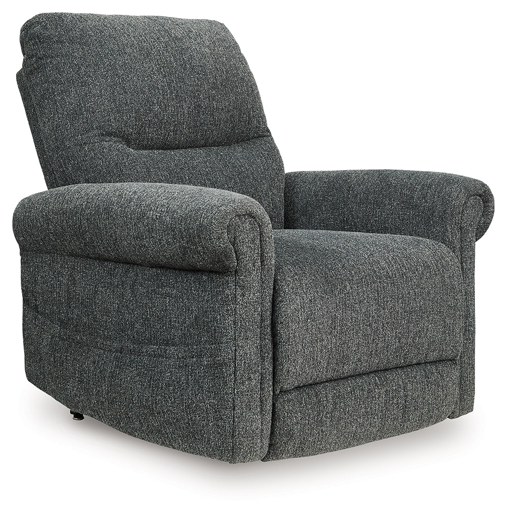 Aureta Charcoal Power Lift Recliner by Ashley at Eve Furniture
