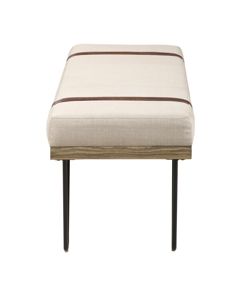 Austin Beige/Black Upholstered Bench by Coaster at Eve Furniture