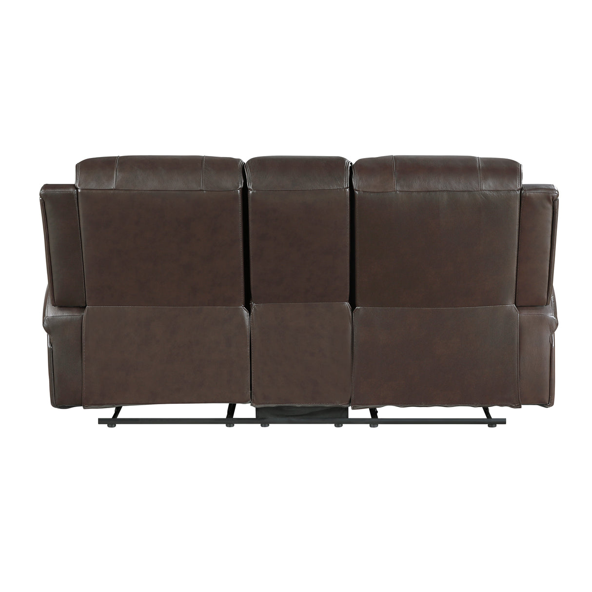 Austin Brown Genuine Leather Double Reclining Loveseat with Center Console by Homelegance at Eve Furniture