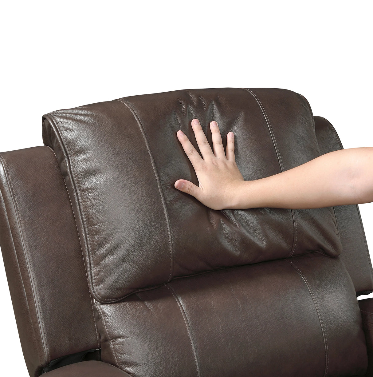 Austin Brown Genuine Leather Double Reclining Sofa by Homelegance at Eve Furniture